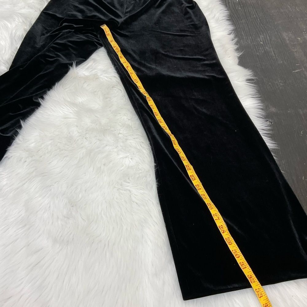 Alex Evenings Women's Black Velvet High Rise Pull On Wide Leg Pants Size L - Picture 10 of 10